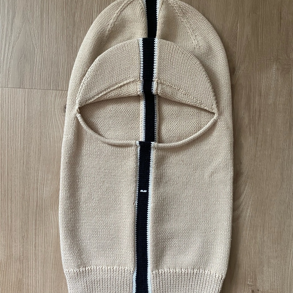 Cream and Black Knit Balaclava Hat